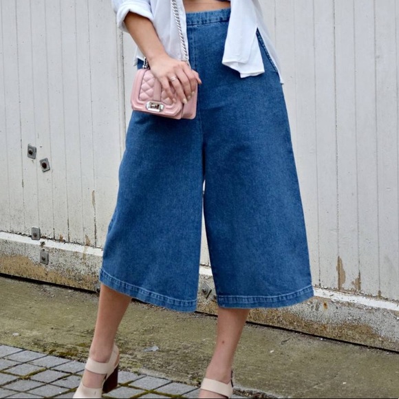 levi's wide leg denim culottes